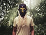 The British producer SBTRKT wears one of his many the African-inspired masks...