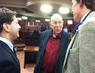 SRBC Alternate Maryland Commissioner Herb Sachs speaks with two testifiers...